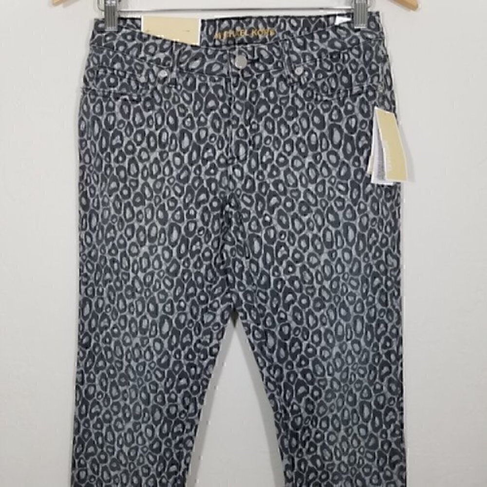 NWT Michael Kors Leopard Print Animal Print Izzy Skinny Mid Rise Size 0 - Picture 2 of 6
